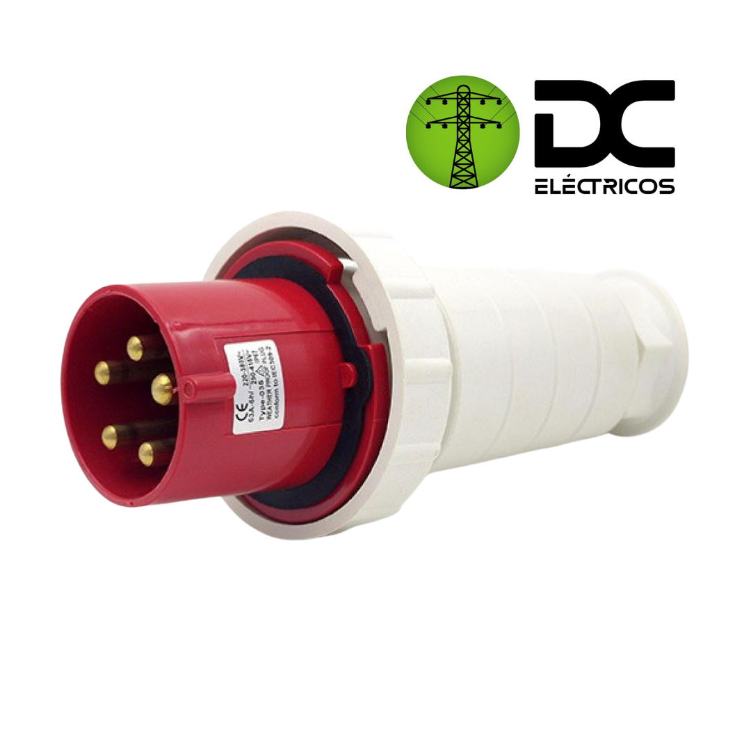 clavija industrial aerea 63 amperios roja 3 polos mas neutro y tierra (3P+N+T) (4x63)