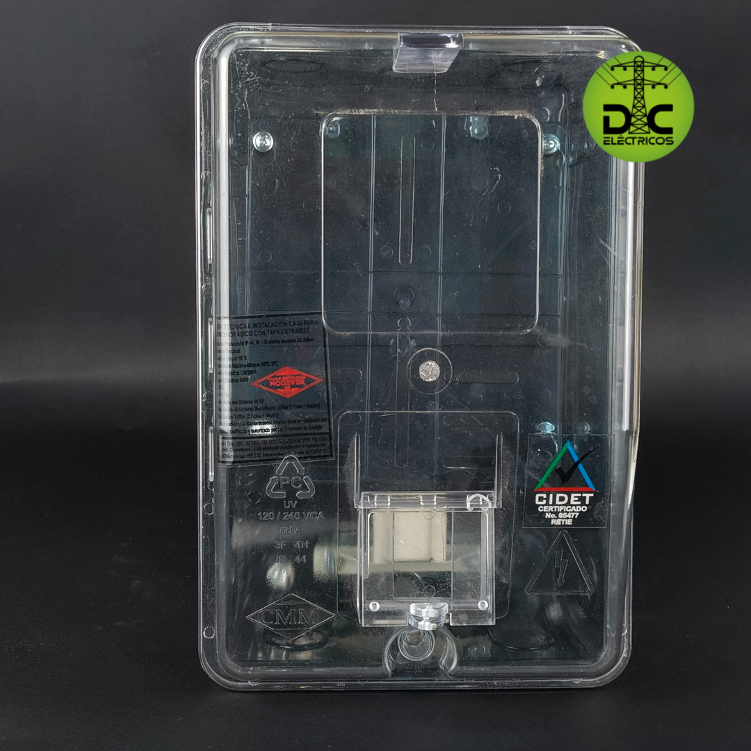 caja para 1 medidor monofásicos T lonchera policarbonato breaker riel 20x32x16
