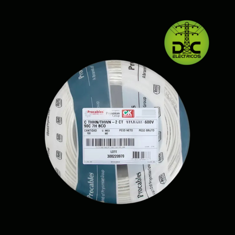 cable cobre # 10 blanco procables