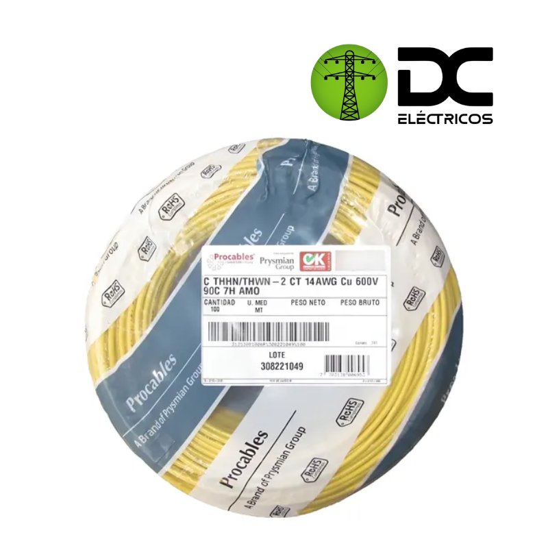 cable cobre # 14 amarillo procables