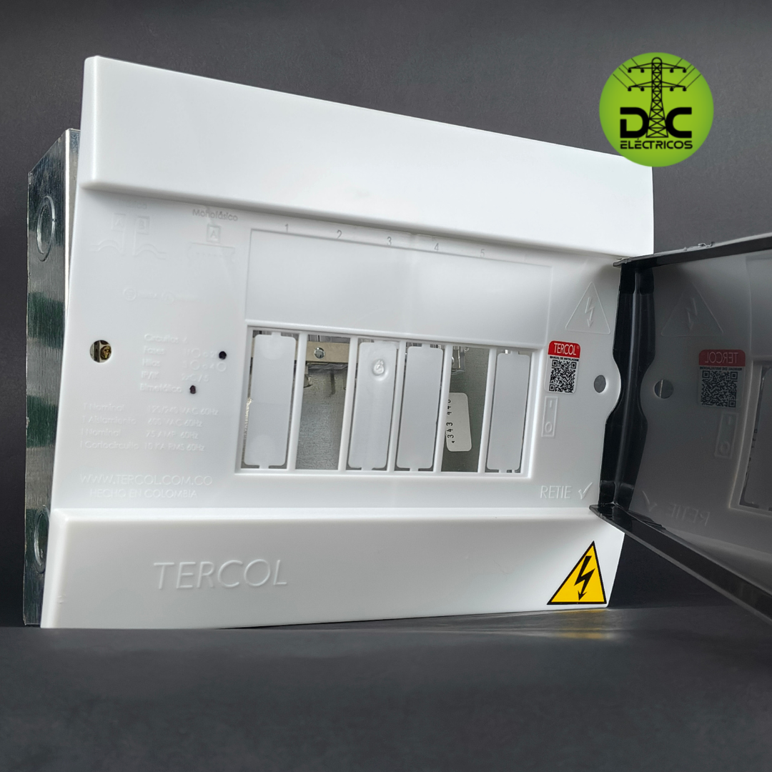 tablero bifásico 6 circuitos con puerta plastica TERCOL