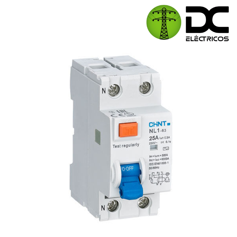 breaker diferencial 1x25 amperios (riel) fase neutro chint