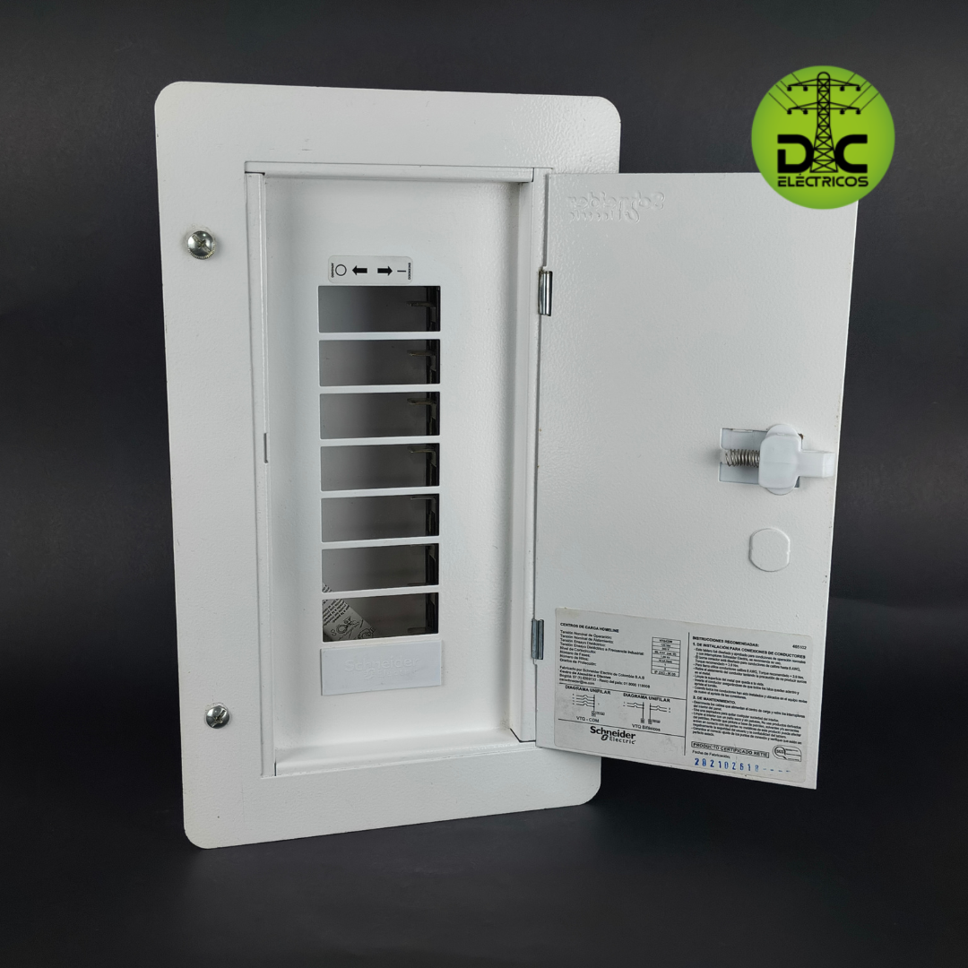 tablero monofásico 8 circuitos puerta metálica schneider